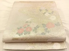 平和屋着物＊夏物　六通柄袋帯　流水秋草文　金糸　正絹　逸品　BAAT8460du