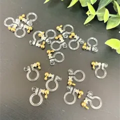 (金属アレルギー対応) 20個！ 樹脂製 ノンホールイヤリング ゴールド 樹脂+ステンレス カン付き 金色部分も サージカルステンレス です
