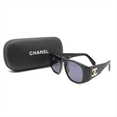 美品 CHANEL シャネル ココマーク マトラッセ サングラス アイウェア ブラック ゴールド レディース ケース付 ブランド k6130
