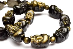 金の輝き！ ゴールデンオブシディアン　18x11(丸玉6.5)mm　貔貅彫刻 ブレスレット 1個売り パワーストーン 天然石 _BG6077