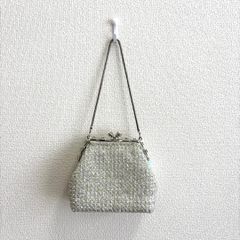mini bag / シルバーラメ ミニバッグ がま口 #a811