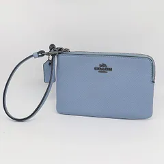 良品 コーチ ライトブルーカラー ガンメタ金具 レディースポーチ 2000000 NSK MTM
