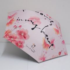 折りたたみ日傘 花咲く書道 花咲く傘 USED美品 晴雨兼用 UV 遮光 遮熱 花 ピンク 折傘 かわいい 55cm FS9010