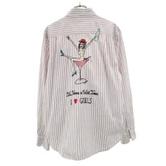 ワコマリア 2008年 AW 日本製 バック刺繍 ストライプ柄 長袖 ワークシャツ S パープル×白 WACKO MARIA メンズ