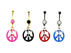 １４Ｇ二連ピースマーク ボディピアス ヘソピアス へそピアス ヘソピ