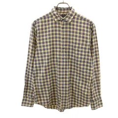 PS Paul Smith ピーエスポールスミス 日本製 チェック柄 長袖 コットンシャツ M マスタード×ブルー メンズ 古着