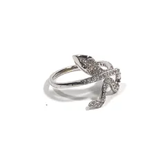 シルバーリング 8号 925 silver ヘビ ビジュー ストーンガラス 刻印 ヴィンテージ