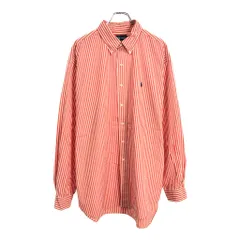 RALPH LAUREN ラルフローレン ボタンダウン 長袖シャツ 大きいサイズ ストライプ オレンジ(メンズ XXL)中古 古着 U4924