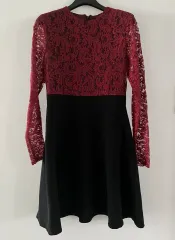 B バーガンディレッド レースワンピース