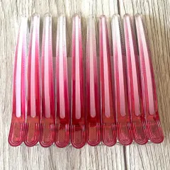10本セット ヘアクリップ ダッカール 美容師 理容師 レッド 赤 12.1cm シリコンラバー 滑り止め 髪留め 強力 業務用 サロン 備品 道具 セルフカット 散髪 ブロッキング ヘアセット 10個 跡がつかない 美容学生 固定 髪 丈夫 プロ仕様 派手