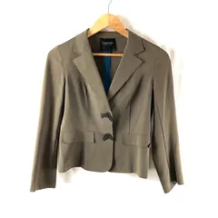 ランバンコレクション LANVIN COLLECTION ジャケット デザインボタン ロゴ リボン 綿 日本製 ブラウン系 36サイズ 956258