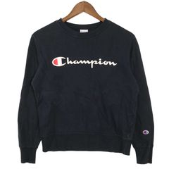 Champion チャンピオン 通年 ストレッチ スウェット★ トレーナー Sz.S レディース 紺