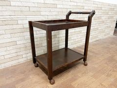 カリモク ワゴン カート キッチン 台 棚 ラック 茶色 木製 レトロ