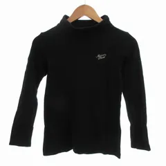 メゾピアノ mezzo piano カットソー ロンT 長袖 タートルネック ロゴ M 黒 ブラック /JS ■GY14