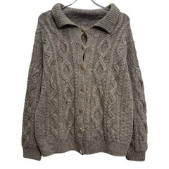 ニット セーター カーディガン レディース L 程 グレー ボタン ケーブルニット ポケット付き シンプル 古着卸 アメリカ仕入 a612-6478