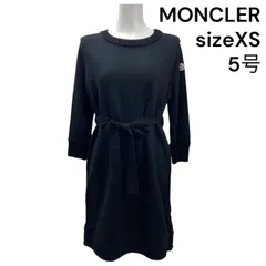 ◆モンクレール MONCLER ワンピース 膝丈 長袖 サイドジップ ブラック コットン XS、5号 レディース S5T546