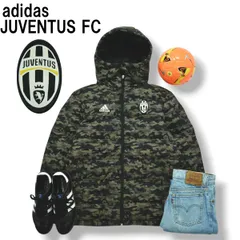アディダス adidas ユベントス JUVENTUS FC フーデット ダウン ジャケット ウィンドブレーカー キルティング L 迷彩柄 カーキ サッカー フットボール メンズ