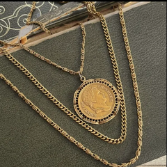 【ネックレス】goldette　ゴルデット　3連　ナポレオンメダル　コイン　70’s USA