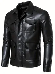 ジャケット バイクジャケット レジャー 大きいサイズ Gジャン バイク メンズ ライダース 合皮 折り襟 スリム 革ジャン ブルゾン 防寒 保温 撥水 カジュアル 通勤 アウトドア アウター おしゃれ 40代 50代 秋 冬 春 秋冬 インナー 黒