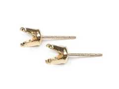 14KGF 4本爪ポストピアス 6mm［空枠］【1ペア販売】 / 14K-AA039