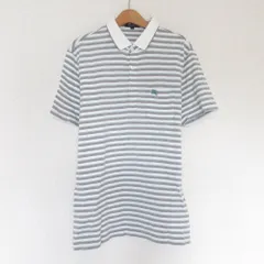 美品 BURBERRY バーバリー 半袖 ボーダーポロシャツ L グレー レディース 古着 中古 USED