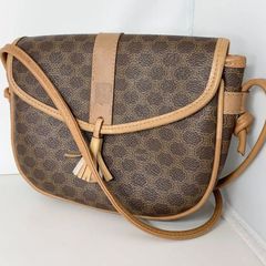 セリーヌ　CELINE マカダム柄 ポシェット ミニ バッグ　ブラウン 茶