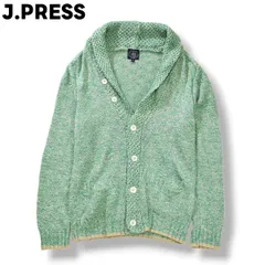 【美品】 ジェイプレス J.PRESS 麻混 ショールカラー リネン カーディガン ニット セーター ローゲージ M グリーン アメリカン カジュアル ウェア メンズのサムネイル