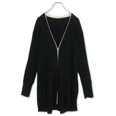 インディヴィ★ロングニットカーディガン 大きいサイズ19 黒系 無地 バイカラー♪z12989