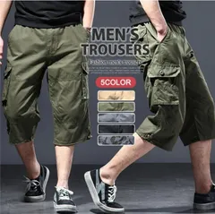 カーゴパンツ 七分丈 メンズ 大きいサイズ  ミリタリー パンツ ゆったり ポケット付き ひざ下 ワークパンツ 薄手 チノパン お兄系 ズボン メンズファッション ボトムス 夏物 夏  tsubax18