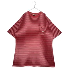 STUSSY(ステューシー) 90's USA made Striped pocket logo T-shirt ストライプ ポケット ロゴ Tシャツ L レッド 90年代 USA製 ヴィンテージ OLD ENJOY YOURSELF 白タグ