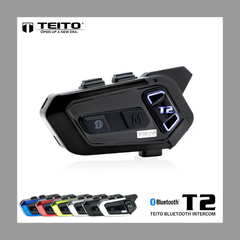 【訳あり】【TEITO】 バイク用 デュアルチップインカム　T2　日本語音声　音楽共有　グループ通話　ブルートゥース5.0 　防水　インターコム　　ツーリング