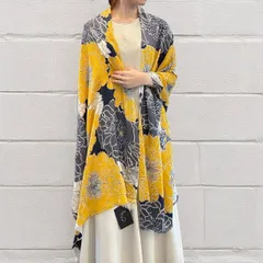 スカーフ カシミール織り カシミヤ100% 花柄 黄色 グレー 薄手 大判 ストール 夏用 レディース 高級感 手織り インド製 軽量 柔らかい 上品 一点物 おしゃれ ボタニカル 春夏秋兼用 冷房対策