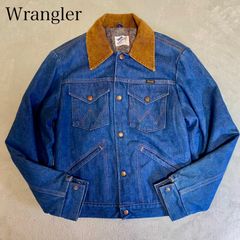 【Wrangler】希少　超美品　80s 白タグ　フラッグ　ブランケットライナー　デニムジャケット　インディゴ　Gジャン　襟コーデュロイ　ラングラー