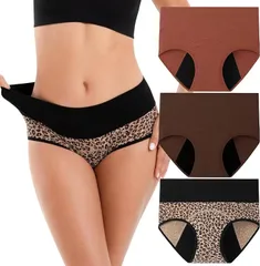 [INNERSY] サニタリーショーツ レディース 生理用ショーツ 下着 吸水ショーツ ハイウエスト 綿 生理用パンツ 女性用 大きいサイズ 昼夜用 漏れ防止 3枚セット Lサイズ PN R1049