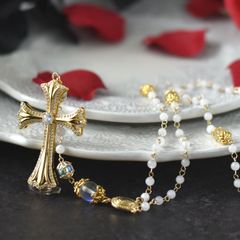 ロザリオ【聖女の祈祷】◆ハンドメイド 病みかわいい メンヘラ 地雷系 ゴスロリ ゴシック レトロ 洋風 新品 ユニセックス ネックレス ワンポイント ゴールド