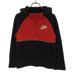 ナイキ 長袖 ハーフジップ フリースジャケット M ブラック系 NIKE プルオーバー キッズ 古着 【240207】