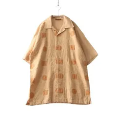 【中古B】90s～00s PRESTIGE メンズ リネンオープンカラーシャツ 刺繍 ヴィンテージイエロー 麻 クラシック 中古B 古着のサムネイル