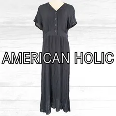 USED AMERICAN HOLIC ロングワンピース ブラック フリーサイズ 古着 黒 レディース アメリカンホリック