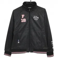 フィラゴルフ ジャケットブルゾン グレー×黒 総柄 裏地フリース レディース L ゴルフウェア FILA GOLF