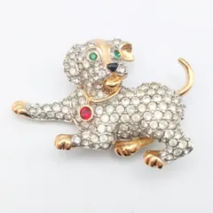 最終値下げ！【美品】スワロフスキー　ブローチ　犬 SWAROVSKI ブローチ 犬 いぬ わんちゃん ダルメシアン おすわり