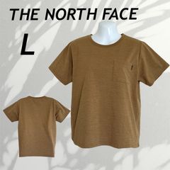 THE NORTH FACE ザ・ノースフェイス レディース Tシャツ L 半袖カットソー 胸ポケット NTW11968 アウトドア ロゴ キャメル ライトブラウン系 (G09)★