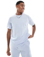 【送料無料】 アナザーインフルエンス メンズ Tシャツ トップス Another Influence seam detail t-shirt in heavy acid blue HEAVY ACID BLUE