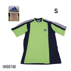 90s 00sアディダスメンズTシャツSパフォーマンスタグ万国旗バイカラー　HH00748