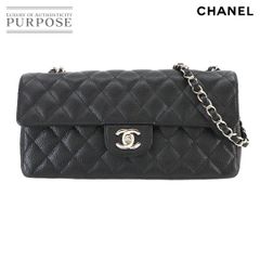 新品同様 シャネル CHANEL マトラッセ チェーン ショルダー バッグ キャビアスキン レザー ブラック シルバー 金具 Matelasse Bag 90269131