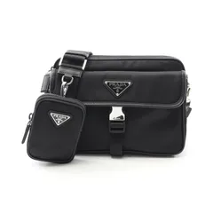プラダ PRADA ショルダーバッグ TESSUTO + SAFFIANO 2VH133F0002 ネロ ナイロン サフィアーノレザー ショルダーバッグ メンズ 新品