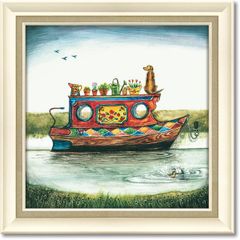 藤城清治「ねずみの海賊船」版画 童話世界 額装 装飾画 インテリア #352-1 藤城清治「ねずみの海賊船」版画 童話世界 額装 装飾画 インテリア