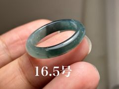 L11-113 氷種 深青色 16.5号 天然グアテマラ産 A貨 本翡翠 くりぬき リング