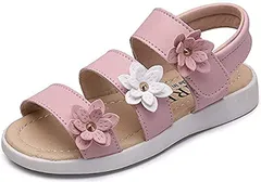 YRINA(ユリーナ) 履きやすい キッズサンダル 女の子 ビーチサンダル フラワーモチーフ シューズ やわらかい 子供 22cm( 02ピンク,  22.0 cm)