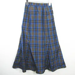 ショコラフィネローブ chocol raffine robe フレア スカート ロング丈 F ブルー チェック kz8826