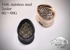 プラグ　フラワーモチーフ　ボディピアス　0G〜00G